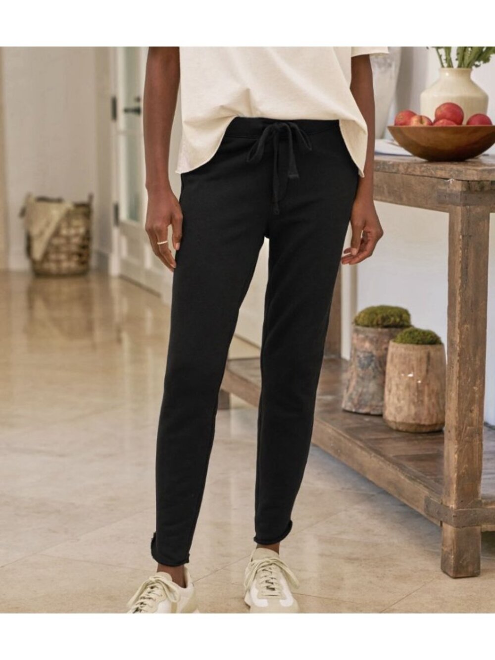 Frank & Eileen Black Christine Tulip Triple Terry Ankle Sweatpants Size XS